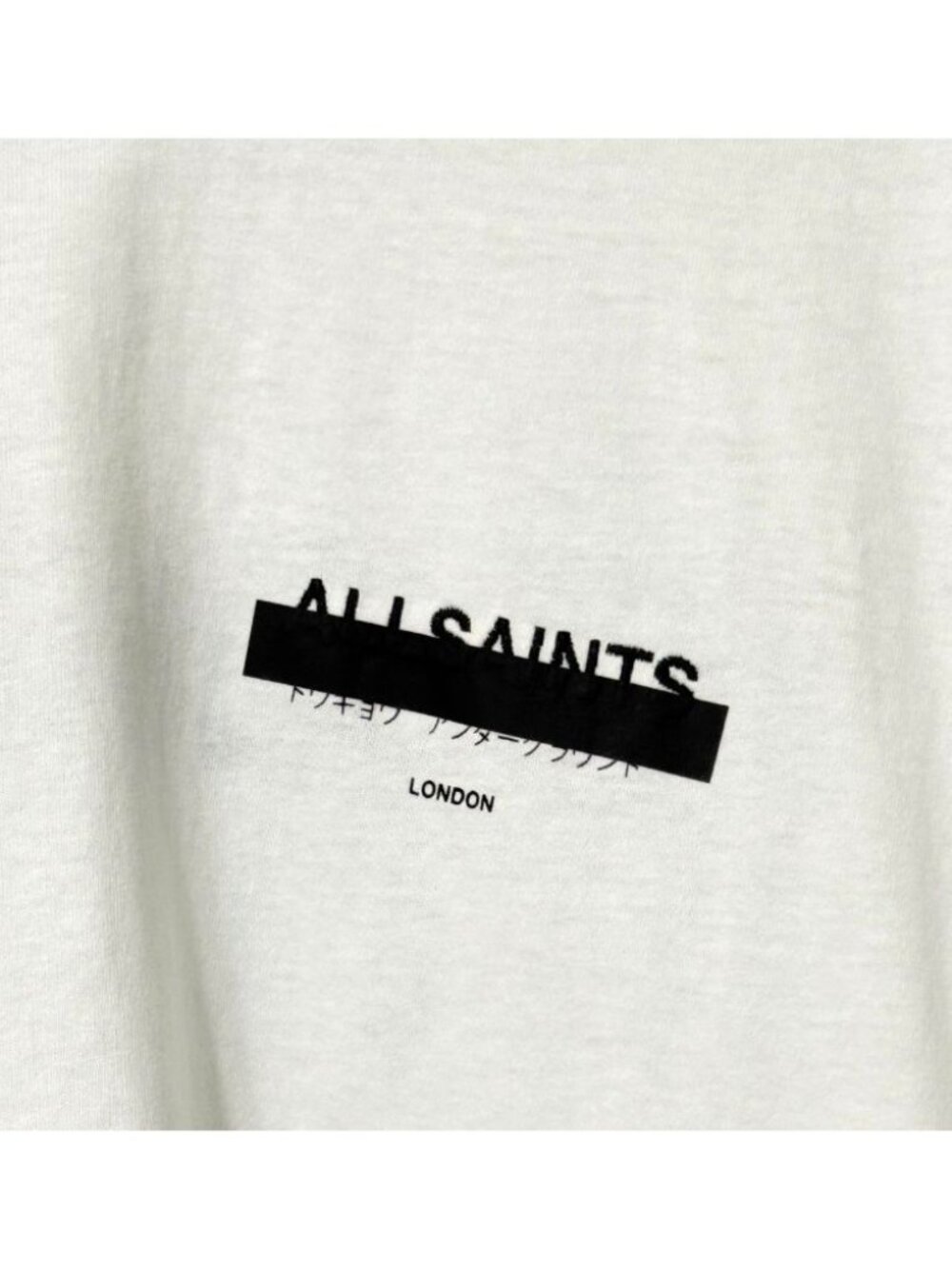 AllSaints Mens Redact T-Shirt White Black Embroidery Oversized Cotton Size M - Picture 3 of 9